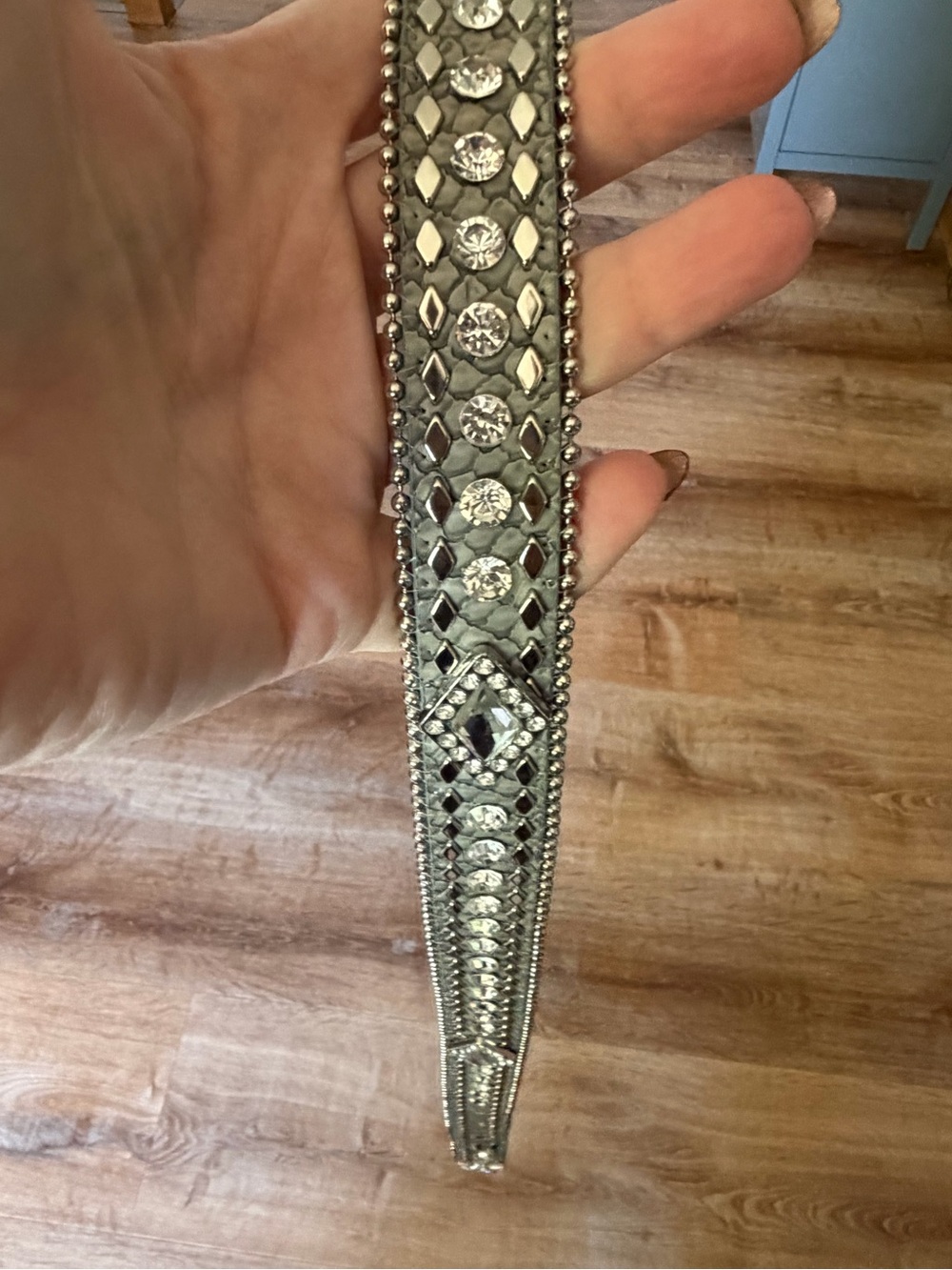 Buckle Silver Rhinestone Embellished Women's Belt